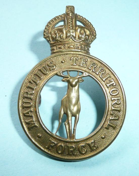 WW2 Indian Ocean -  Mauritius Territorial Force (MTF) Brass Gilding Metal Cap Badge