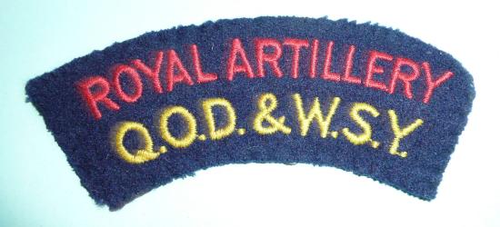 Royal Artillery / QOD & WSY Embroidered Cloth Shoulder Title