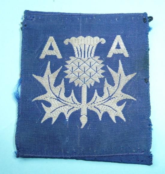 WW2 3rd (Scottish) Anti-Aircraft Woven Silk Cloth Formation Sign