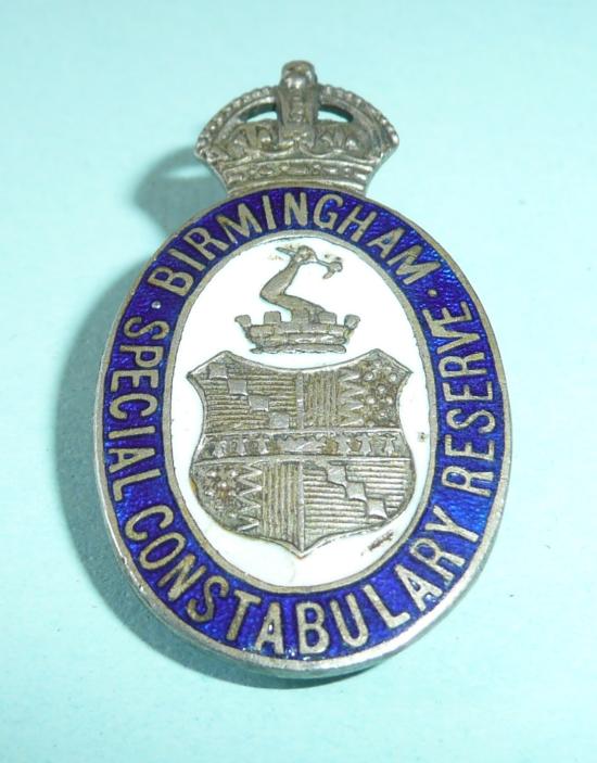 WW2 Birmingham City Police Special Constable Constabulary Silver Plated and Enamel Lapel Badge