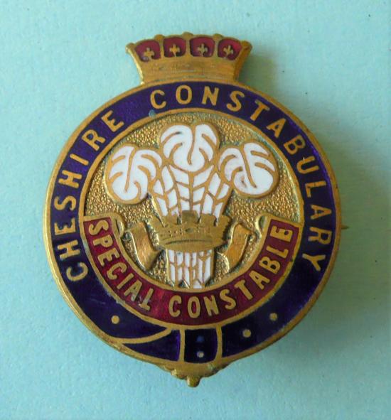 WW2 Cheshire Police Special Constabulary Constable Enamel & Gilt Lapel Pin Badge