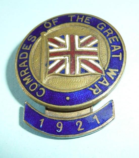 Comrades of The Great War - 1921 Clasp - Enamel & Gilt lapel Badge