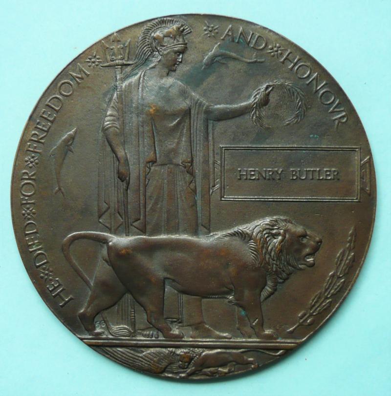 WW1 Memorial Death Plaque - Henry Butler (multiple possibilities as to regiment / corps)