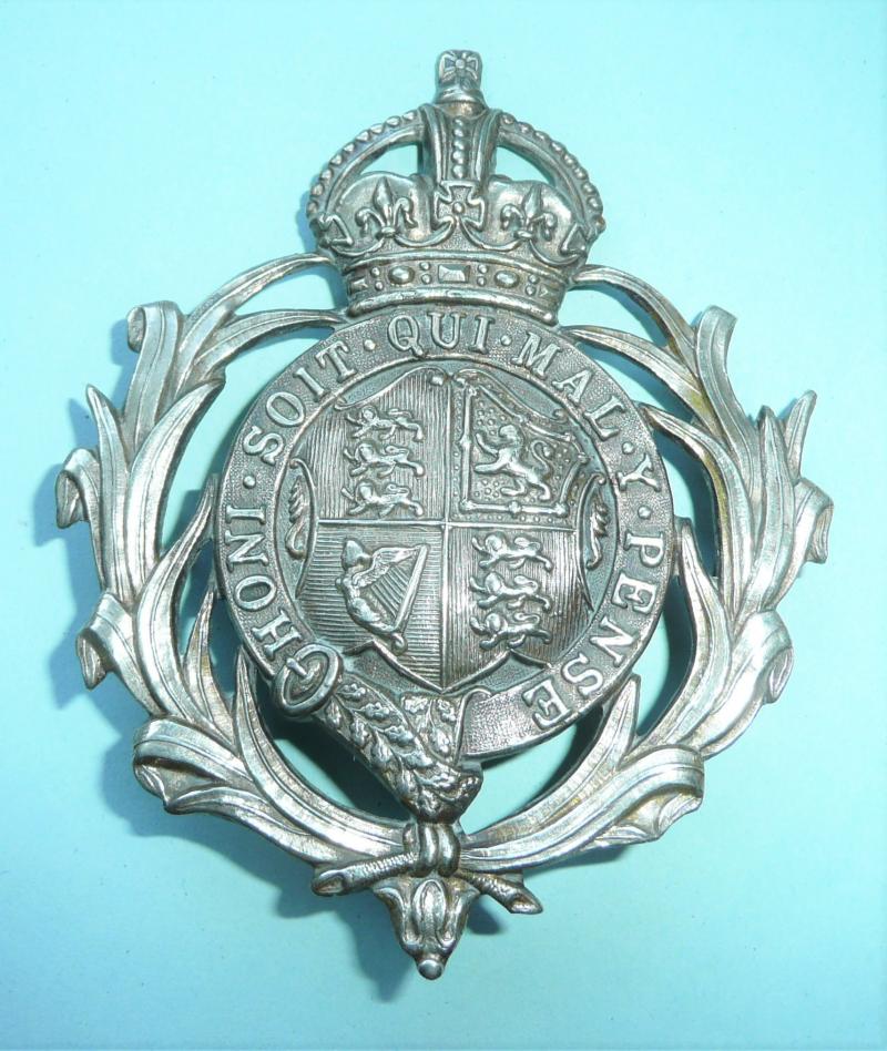 West Indies - Leeward Islands Police Constabulary Large White Metal Helmet Plate Cap Badge