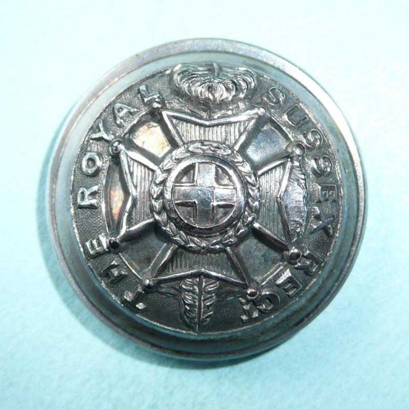 The Royal Sussex Regiment Volunteer Battalion /Territorial Officers Large Pattern Silver Plated Button