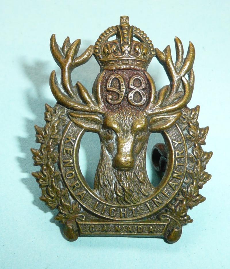 Canadian Militia 98th Regiment (Kenora Light Infantry) Brass Cap / Collar Badge