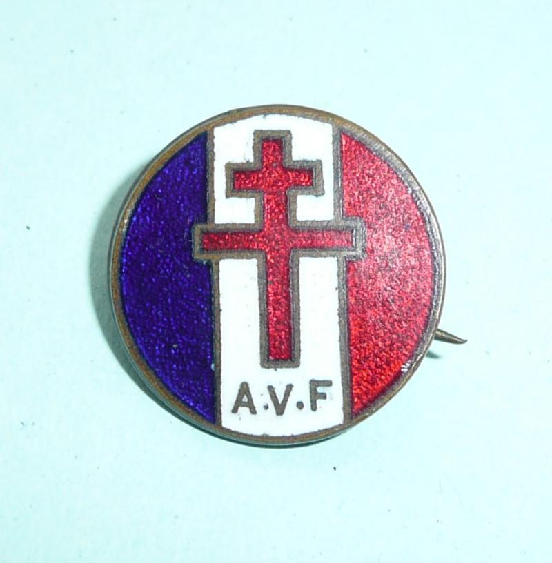 WW2 Free French 'Amis des Voluntaires Francais' AVF supporters badge