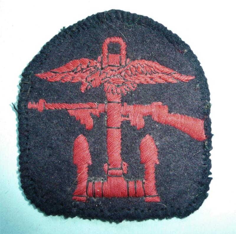 Combined Operations Tombstone Style Red Embroidered Cloth Arm Badge as worn by Naval personnel