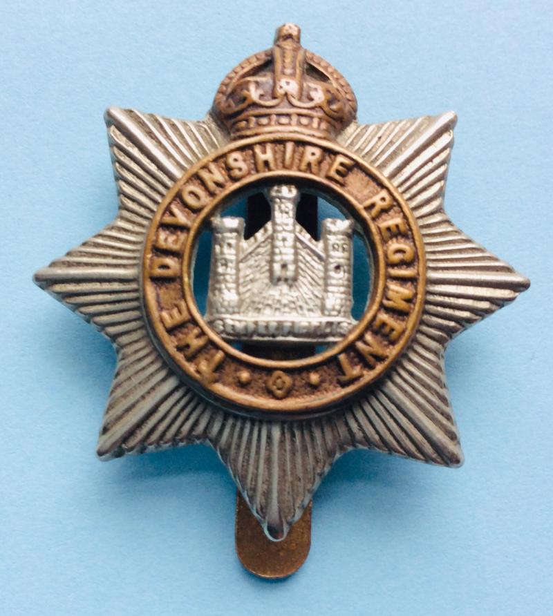 WW1 Devonshire Regiment Bi-Metal Cap Badge - Narborough