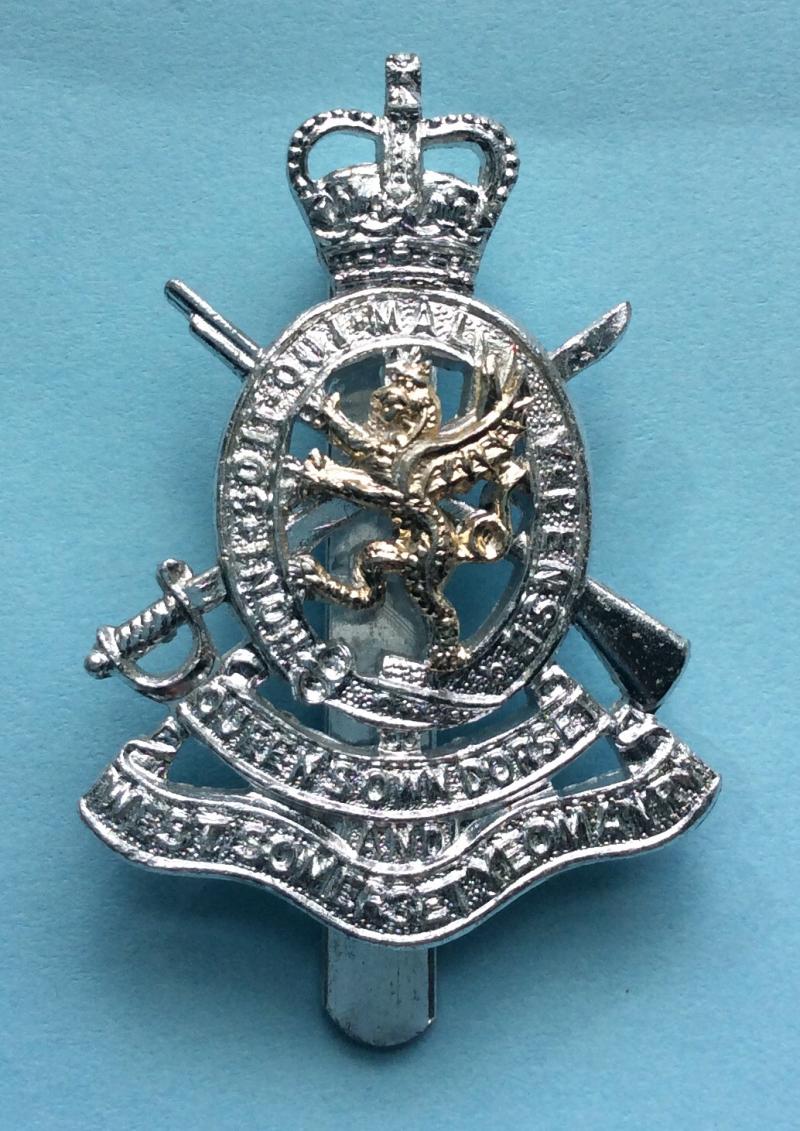 Queens Own Dorset and West Somerset Yeomanry  Staybrite Anodised Aluminium Cap Badge