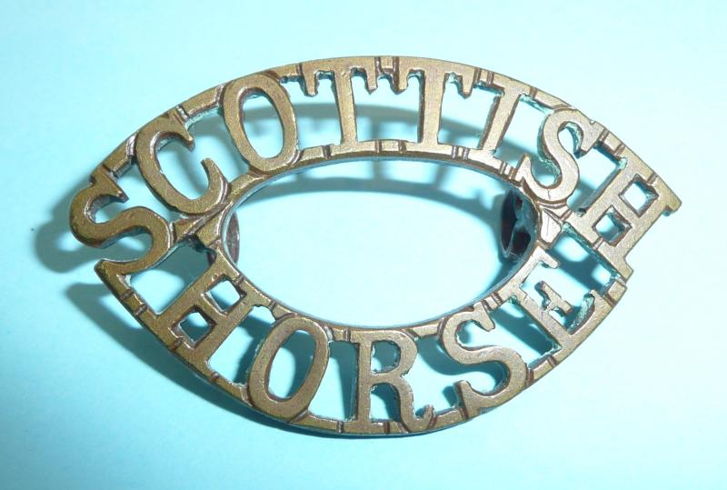 Scottish Horse Officers Pattern One Piece Brass Shoulder Title
