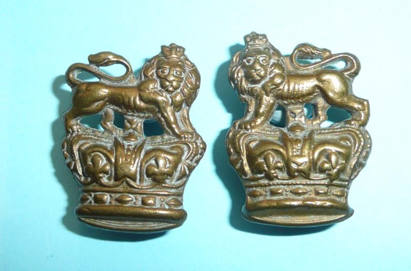 QVC Victorian Royal West Kent Other Ranks Facing Pair of Matched Brass Collar Badges
