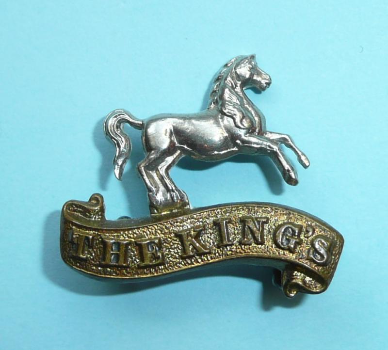 The Kings Regiment (Liverpool) Other Ranks Bi-Metal Collar Badge, c1896 - 1926
