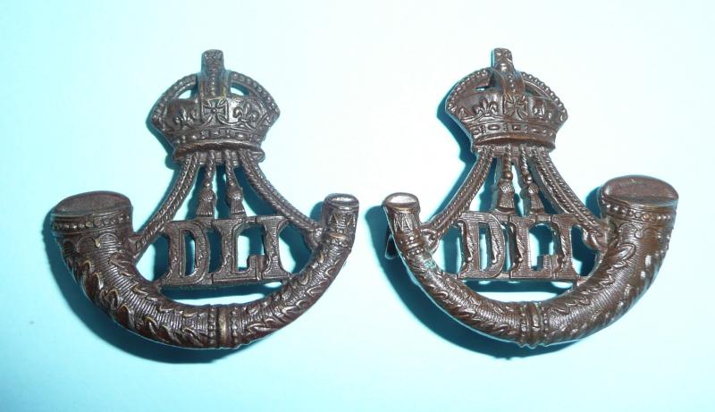 Durham Light Infantry (DLI) Officers Bronze OSD Large Pattern Facing Pair of Collar Badges