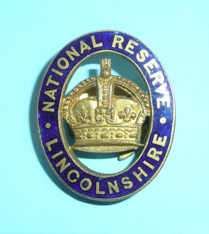 WW1 National Reserve Lincolnshire Mufti Enamel and Gilt Buttonhole Lapel Badge