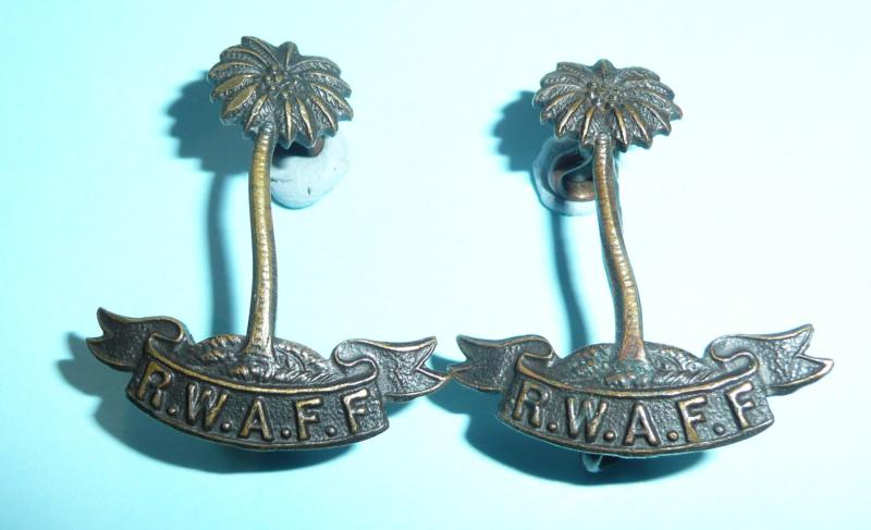 RWAFF Royal West African Frontier Force Pair of Officers Bronze OSD Collar Badges