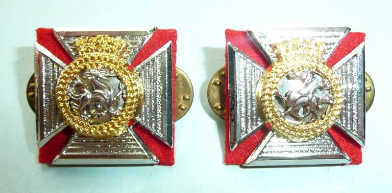 The Duke of Edinburghs Royal Regiment (Berkshire & Wiltshire) Matched Pair of Officers Silver Plated and Gilt Collar badges
