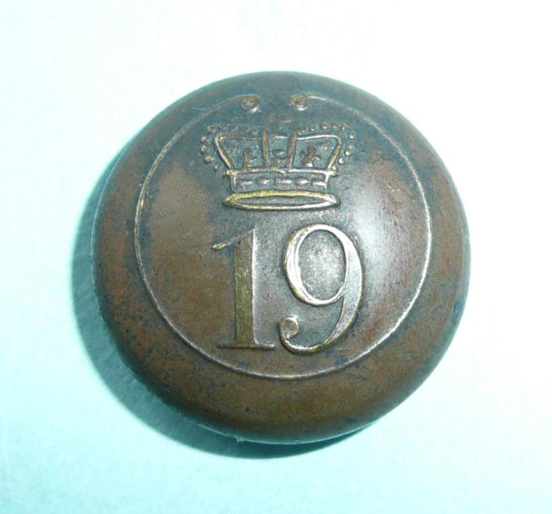 19th Foot (North Yorkshire Regiment)  Copper / Brass Tunic Button, c.1830 - 1855
