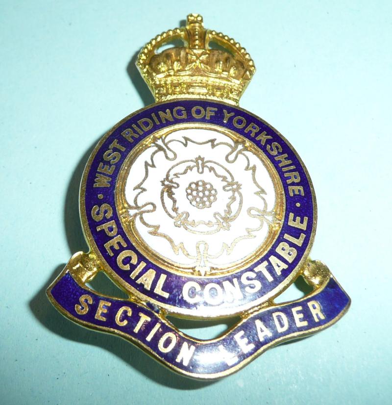 WW1 West Riding of Yorkshire Special Constable Constabulary Police Section Leader Mufti Enamel and Gilt Lapel Buttonhole Badge