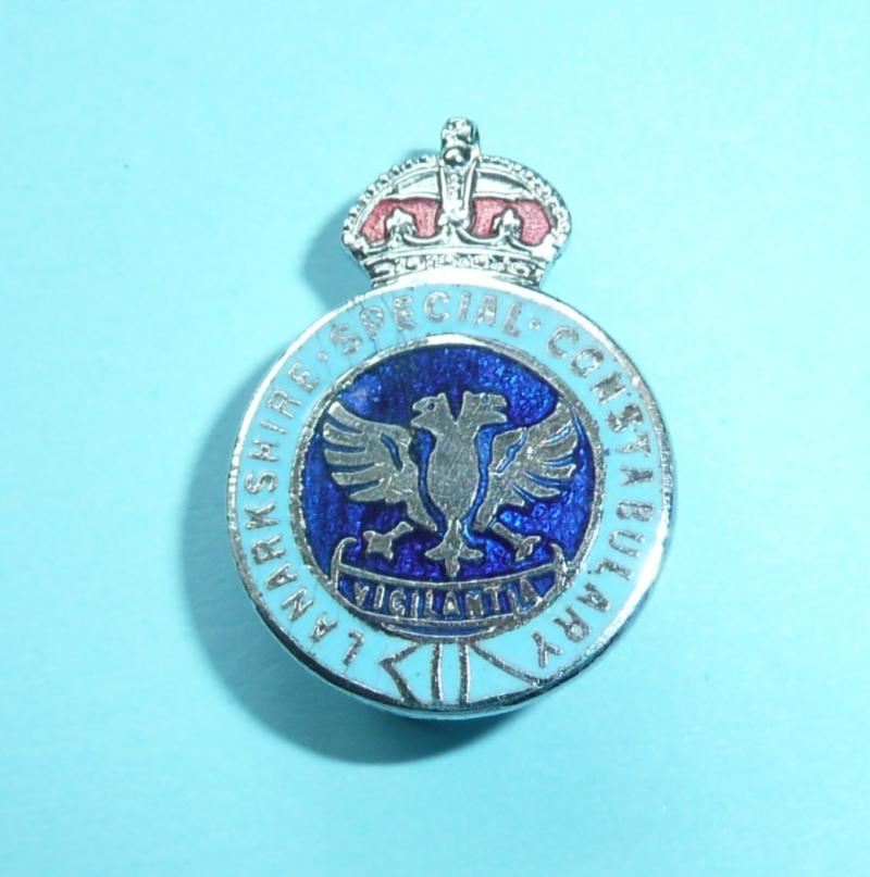 WW2 Scottish Lanarkshire Special Constabulary Enamel & Chrome Mufti Buttonhole Lapel Badge