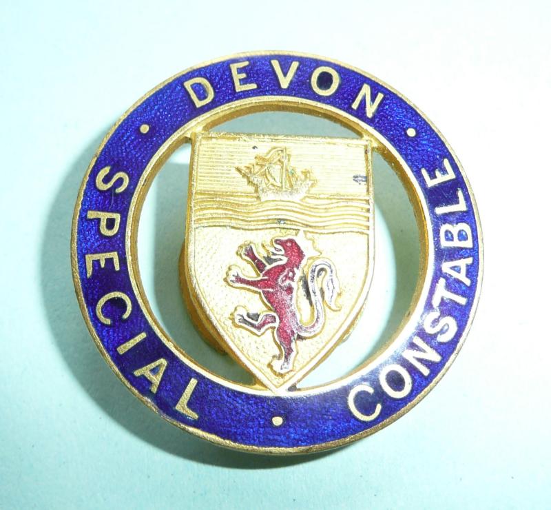 Devon Special Constable Constabulary Police Enamel & Gilt Lapel Buttonhole Mufti Badge