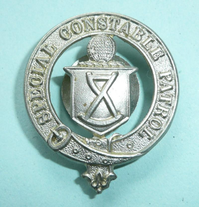 WW1 Sunderland (County Durham) Special Constable Patrol White Metal Buttonhole Lapel Badge