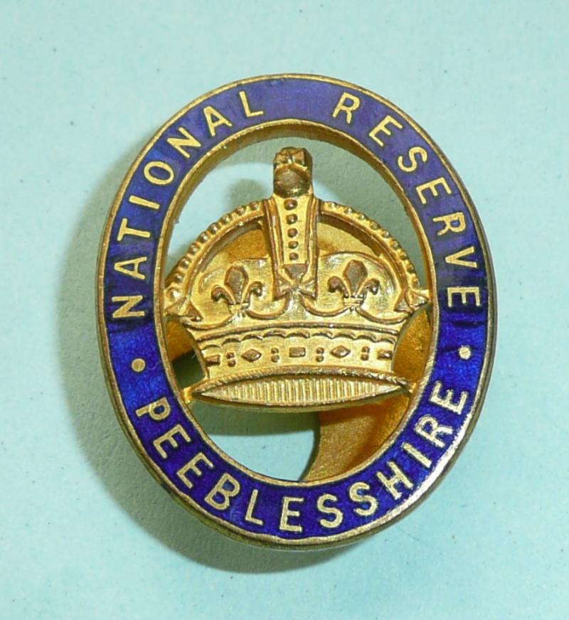WW1 Home Front - National Reserve Peeblesshire (Scotland) enamel lapel buttonhole badge