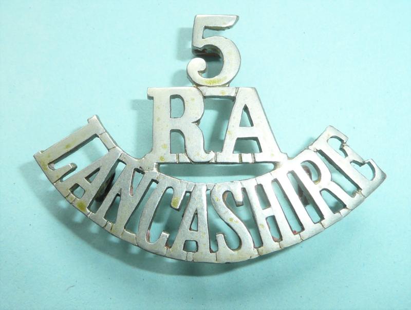 5 / RA / Lancashire One Piece Volunteer Artillery White Metal Should Title