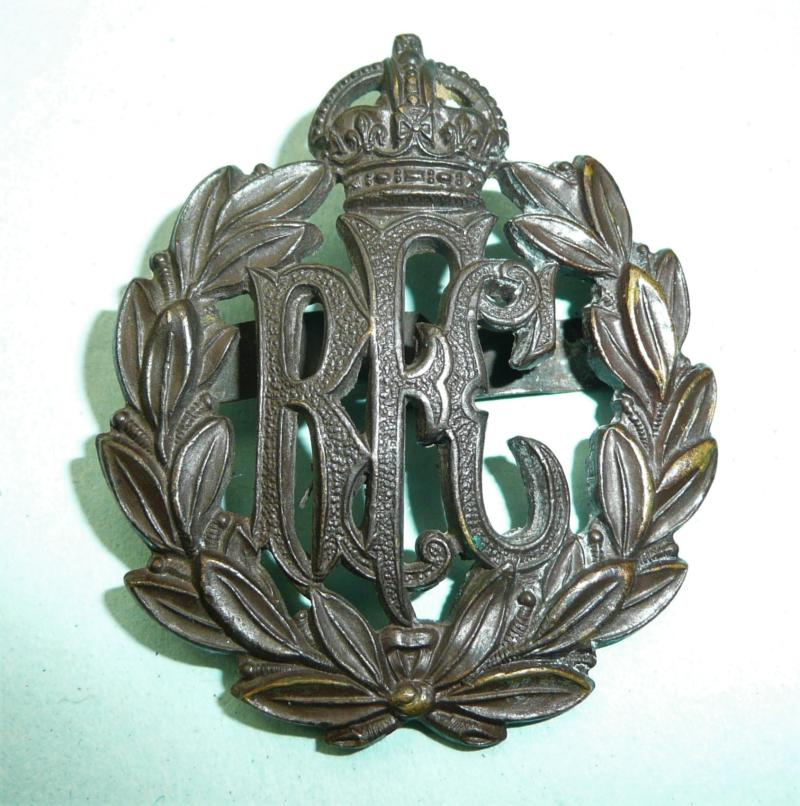 WW1 Royal Flying Corps (RFC) Officers OSB Bronze Cap Badge - Firmin Tablet - Blades