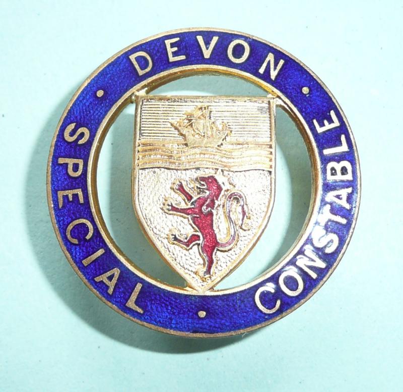 Devon Special Constable Constabulary Police Enamel & Gilt Lapel Buttonhole Mufti Badge