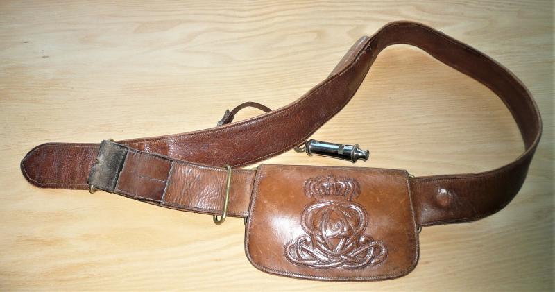 Queens Own Hussars (QOH) Officers Undress Brown Leather Pouch Belt
