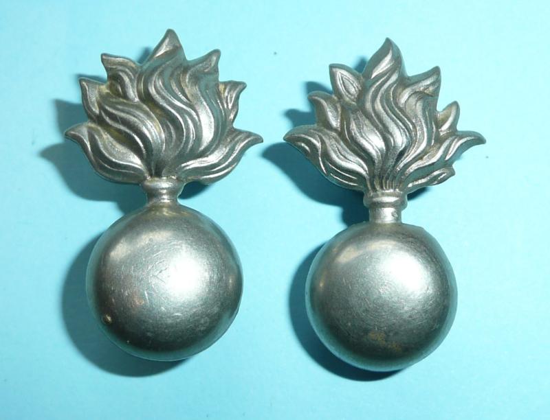 Generic White Metal Volunteer Artillery / Volunteers / Territorial Battalion Fusilier Regiments / Volunteer Artillery plain white metal collar badges