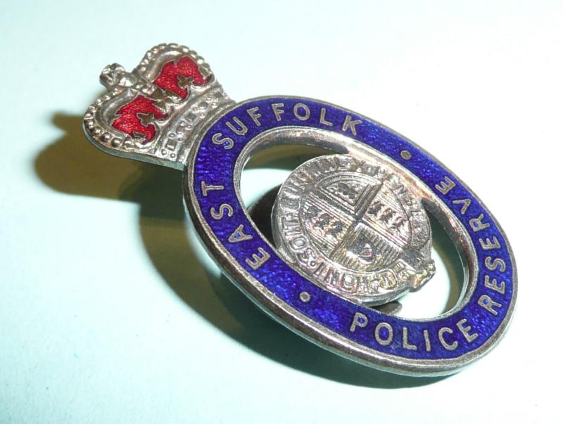 East Suffolk Police Reserve Special Constable Constabulary Police Enamel and Silver Mufti Buttonhole Lapel Badge