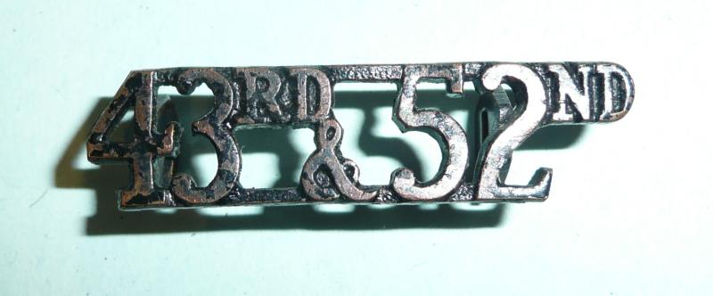 43rd & 52nd Blackened Brass Shoulder Title - 1st Battalion The Green Jackets