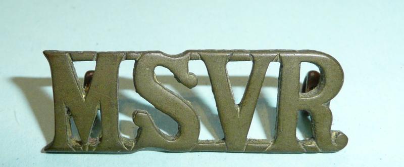 MSVR Malay States Volunteer Rifles Brass Shoulder Title - worn circa 1902 - 1921