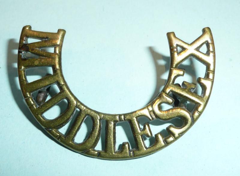 Boer War The Middlesex Regiment Brass Shoulder Title