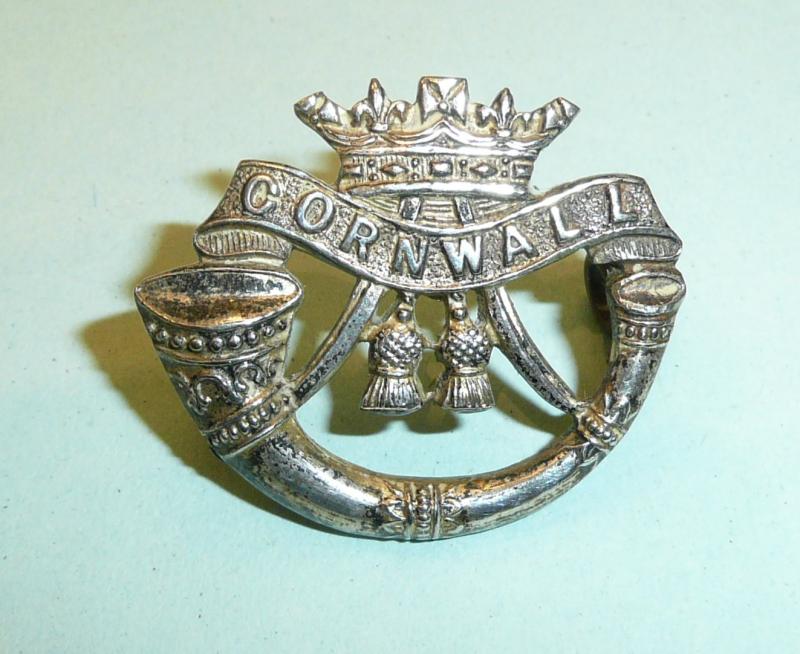 Duke of Cornwalls Light Infantry DCLI (Territorials) Officers Silver Plated Collar Badge
