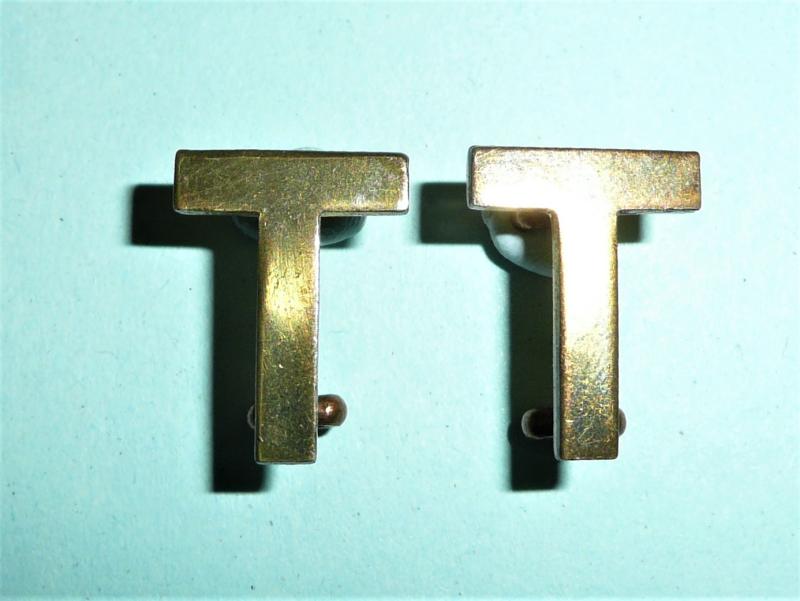 Pair of Gilt Brass Territorial T Collar / Shoulder Titles