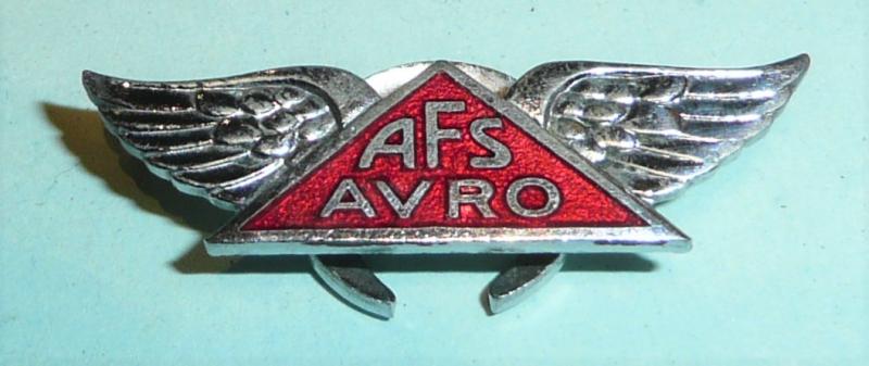 WW2 AFS AVRO Chromium and enamel Mufti Lapel Buttonhole Badge