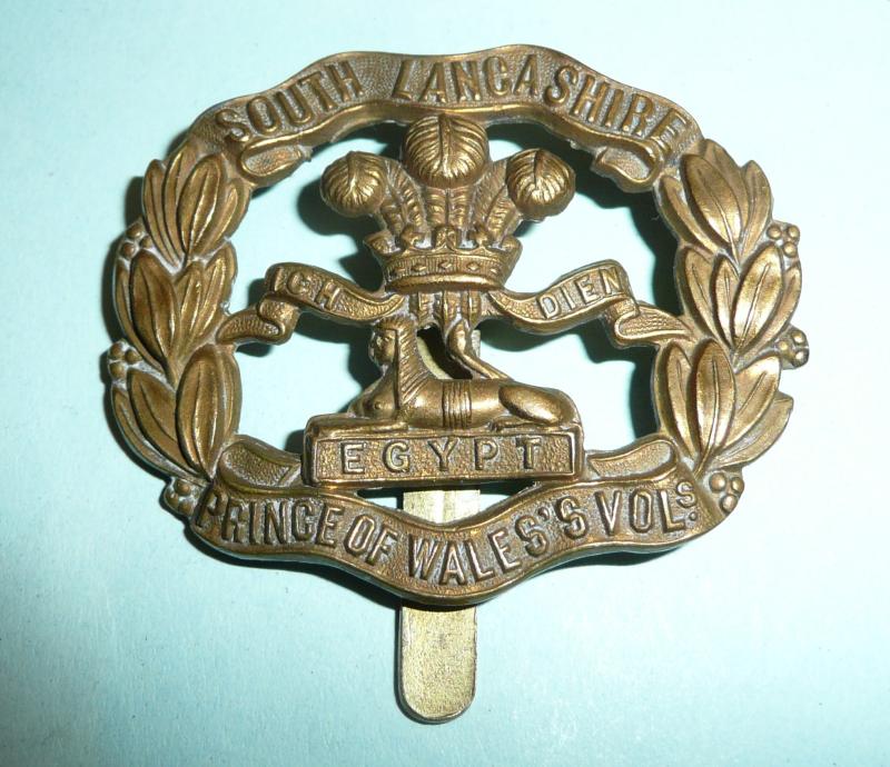 WW1 South Lancashire Regiment (Prince of Wales's Volunteers) Other Ranks All Brass Economy Issue Cap Badge