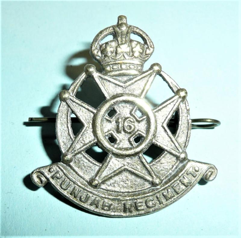 Indian Army 16th Punjab Regiment post 1922 Silver Plated Collar Badge
