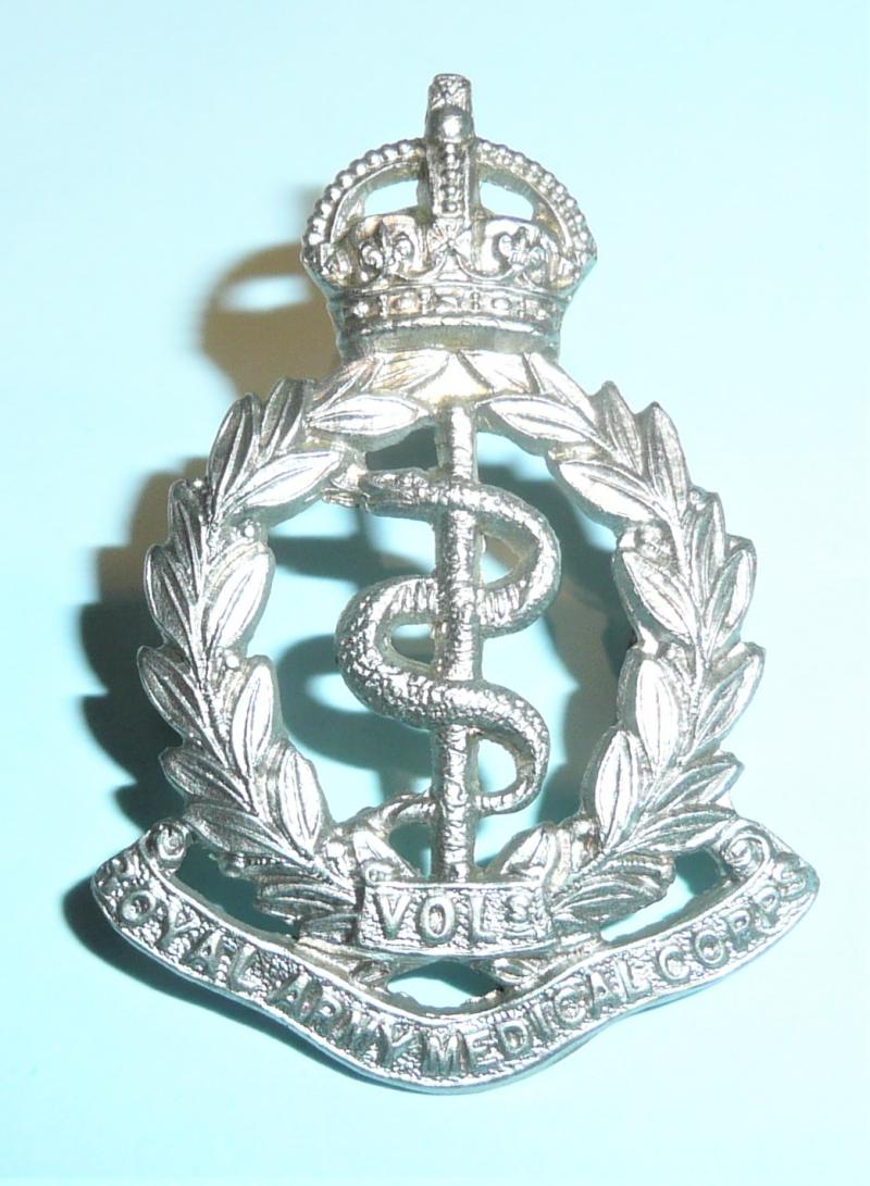 Royal Army Medical Corps (RAMC) Vols (Volunteers) White Metal Cap Badge
