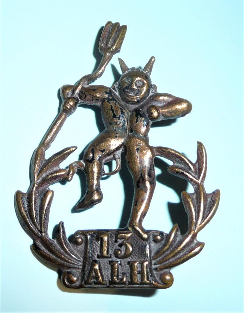 WW1 13 ALH 13th Australian Light Horse Blackened Copper Cap Badge