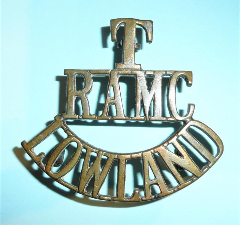 T / RAMC / Lowland One Piece Brass Shoulder Title