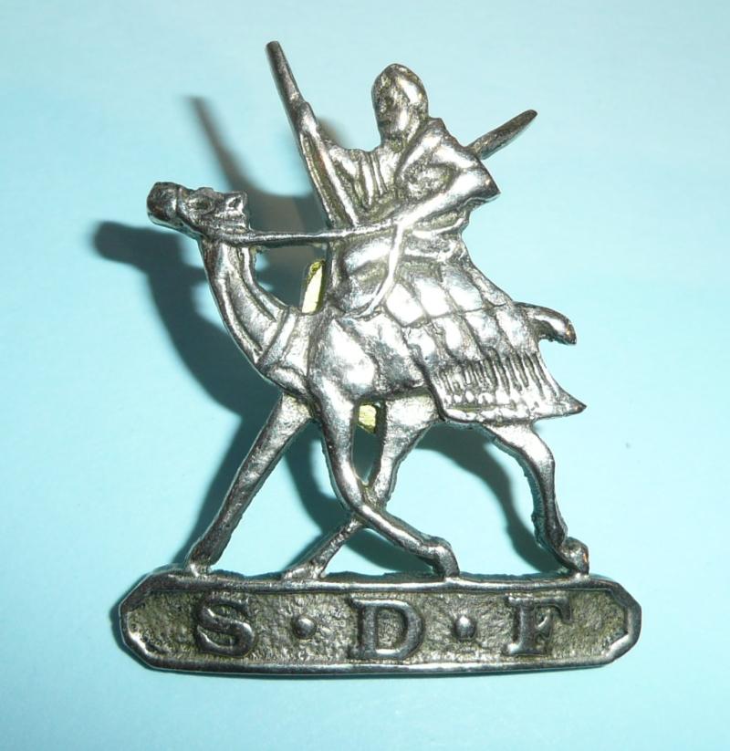 WW2 Sudan Defence Force (SDF) Large Pattern White Metal Cap Badge