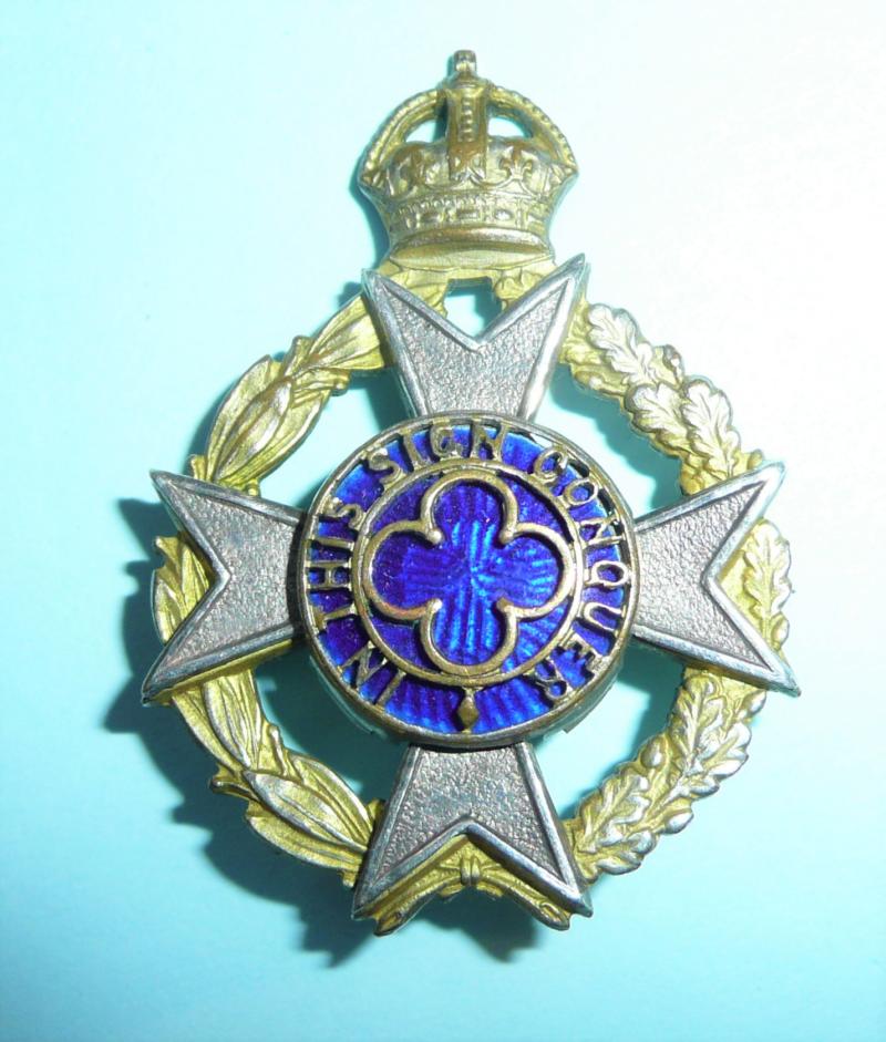 WW2 Royal Army Chaplains' Department Enamel Cap Badge - Brooch Fitting