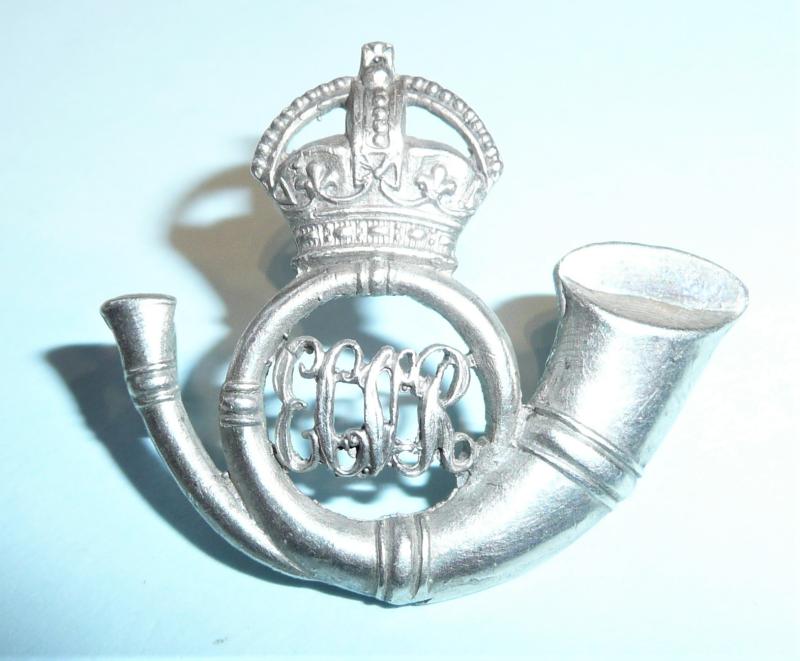 Indian Army - East Coast Volunteer Rifles (ECVR) Officer's White Metal Cap Badge