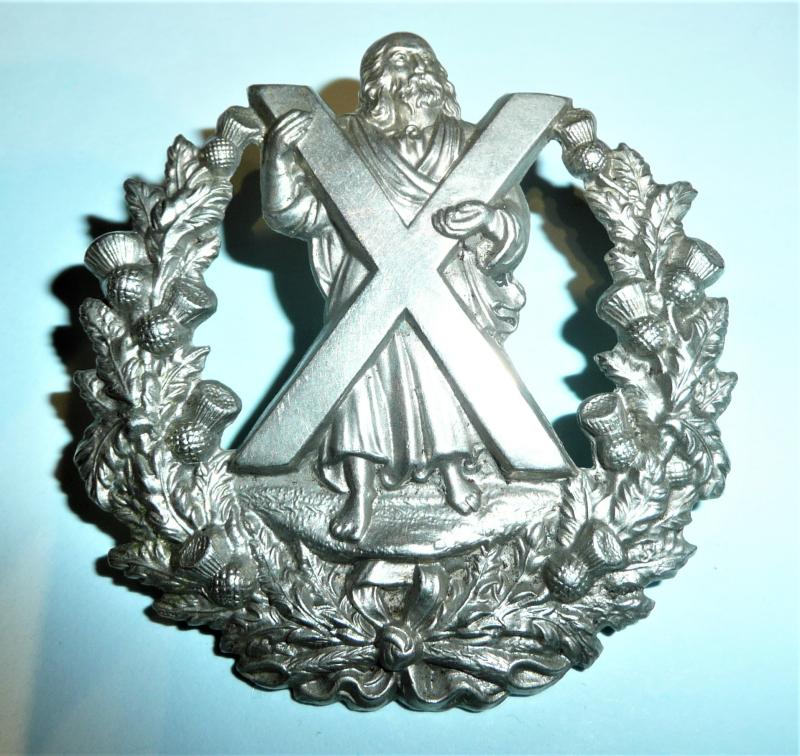 The Queens Own Cameron Highlanders (79th Foot) Other-Ranks Victorian White Metal Glengarry Cap Badge - No Scroll