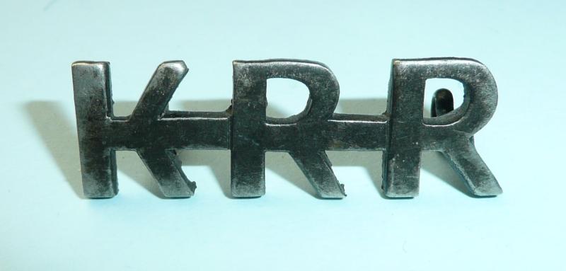 KRR - King's Royal Rifle Corps (KRRC) Blackened Metal Shoulder Title