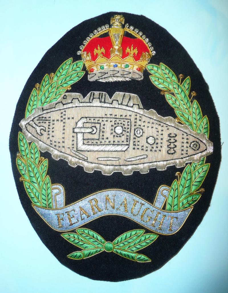 Royal Tank Regiment (RTR) Large Embroidered Bullion Panel, possibly band related, superb quality, King's Crown